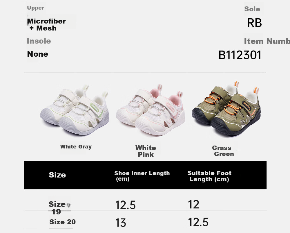 BOBDOG Toddler Baby First Walking Shoes Children's Sandals Infant Boys Girls Functional Shoes White Pink Size 25 3
