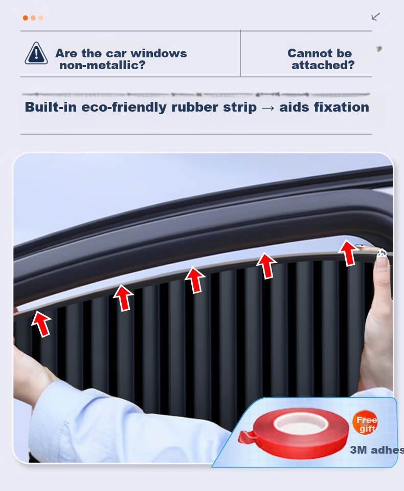 TOKUSET Car Window Curtain Sunshade Track-Type Vehicle Privacy Curtain Magnetic Sliding Rail Car Interior Sun Protection 5