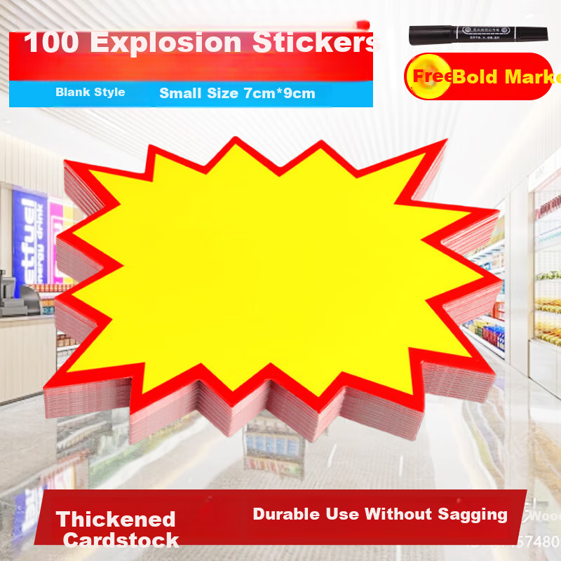TaTanice Explosion Price Tags Promotional Labels Blank Small Size 100 Sheets with Pen