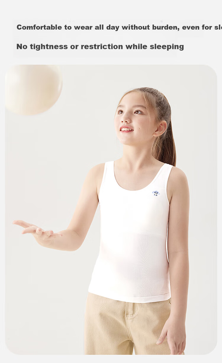 Jiusuiban Girls' Vest with Chest Pad, Thermal Seamless Long Bra Top for 11-12 Year Old Girls 9
