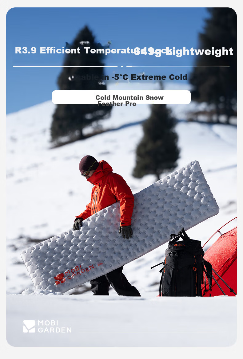 MOBIGARDEN Lengshan Xueling R3.9 Outdoor Camping Ultralight Inflatable Moisture-Proof Mat NX24663019 Snow Peak White 1