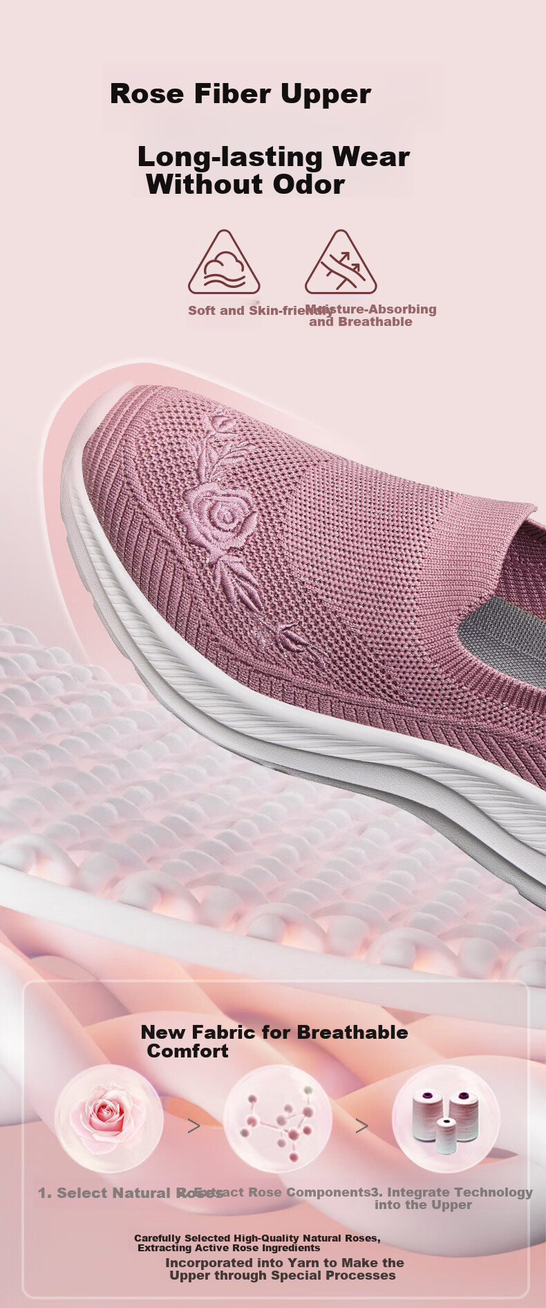 Zulijian Elderly Soft Sole Casual Walking Shoes Holiday Gift Rose Mom Shoes 26116010T Lotus Pink Women Size 36 6