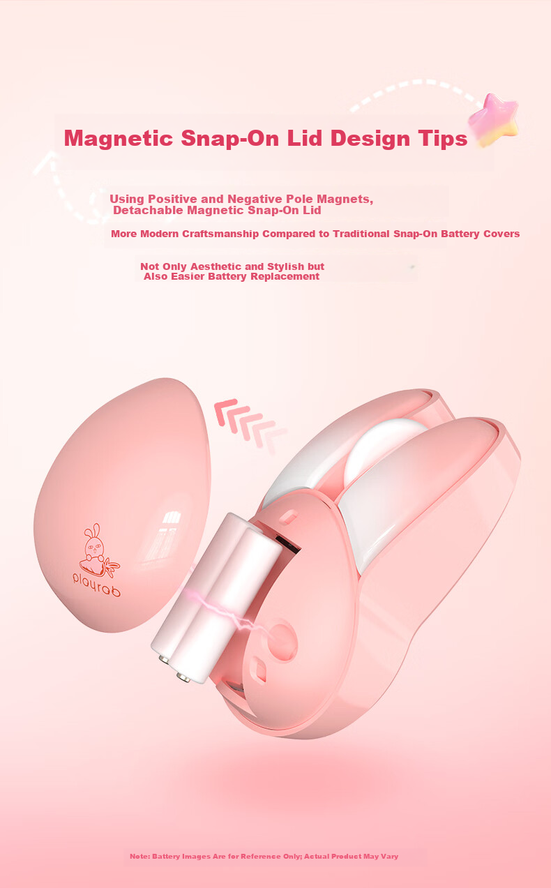 Lenovo Ecosystem Brand Yinen Wireless Mouse Dual-mode 2.4G Bluetooth Cute Rabbit Design Lightweight Silent Office Home Use Compatible with Laptop and Desktop Rose Gold N520 2