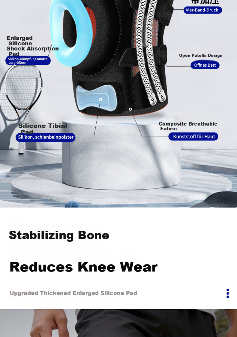 Bamier Knee Brace Sports Mountaineering Running Basketball Professional Protective Knee Support Men Medical Use for Meniscus Ligament Patella Injury 5