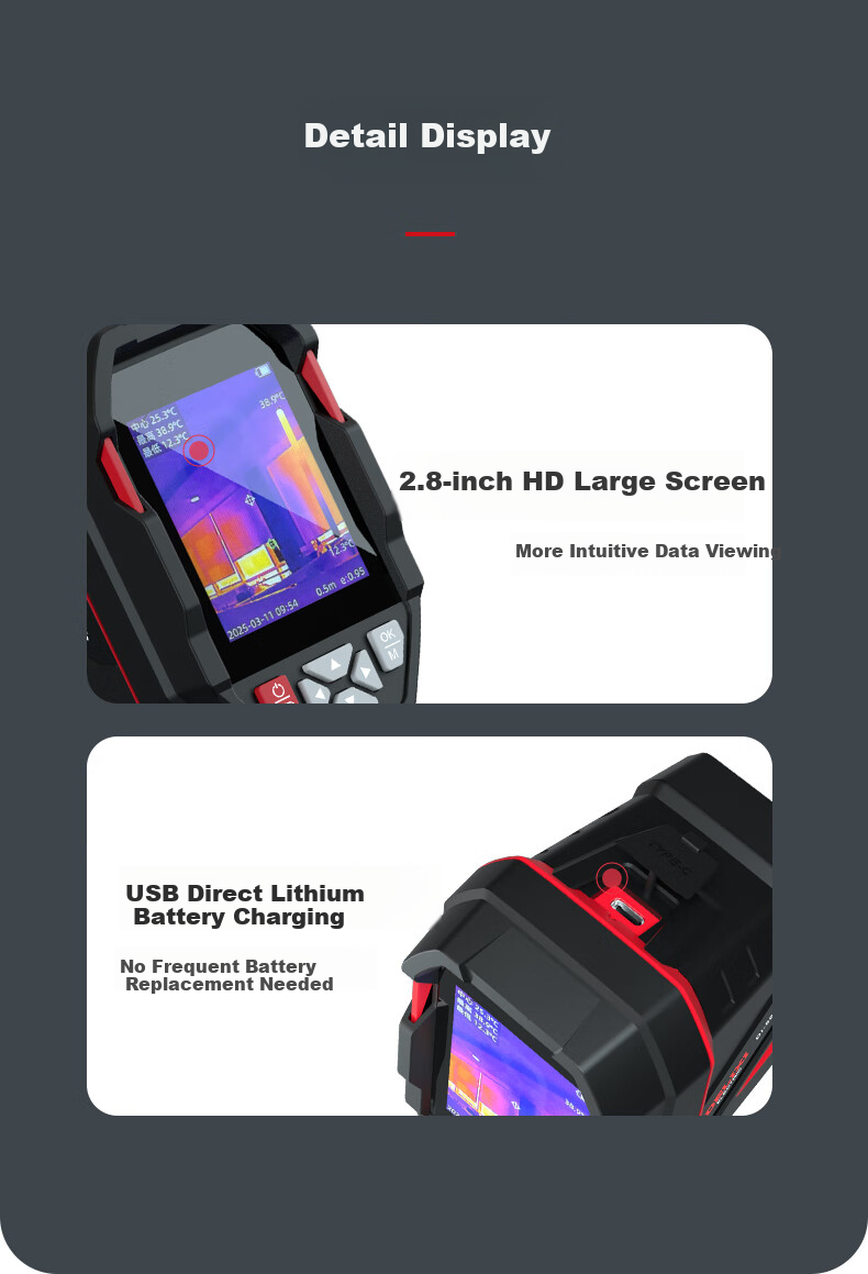 DELIXI ELECTRIC Infrared Thermal Imaging Thermometer High-Precision Thermal Imaging Power Temperature Measurement Floor Heating Leak Inspection DI506D 12
