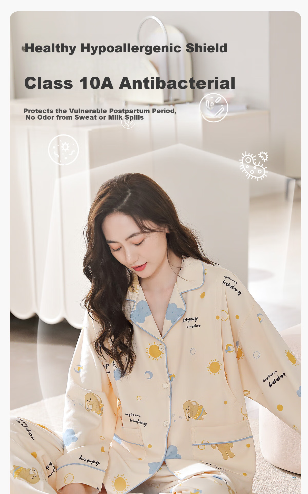 JOYNCLEON Maternity Cotton Postpartum Nursing Pajamas Antibacterial Goose Homewear L Jyz157355 10
