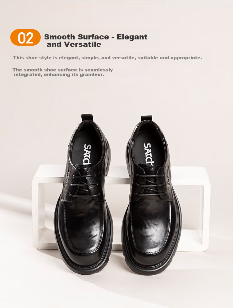 SATCHI Men's Casual Business Dress Shoes Thick Sole Derby Shoes Wedding Office Shoes 522562221Z Black Size 39 3