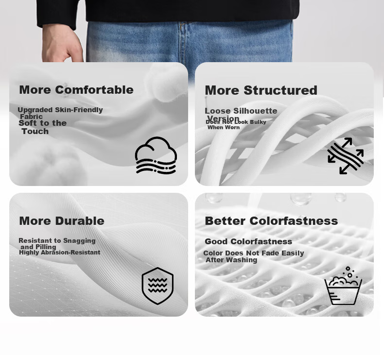 Mark Fairwhale Fleece-Lined Crewneck Sweatshirt Men Autumn Winter 2026 New Loose Warm Long Sleeve Casual Top Dark Gray L 7