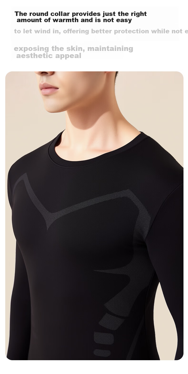 Bejirong Men's Thermal Underwear Sports Compression Quick-Dry Fleece-Lined Autumn Winter Heat Retention Cold-Resistant Set 15