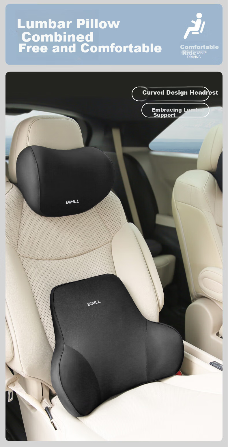 BIMLL Car Lumbar Support Pillow Cushion Backrest Pad for Driving Office Seat 5