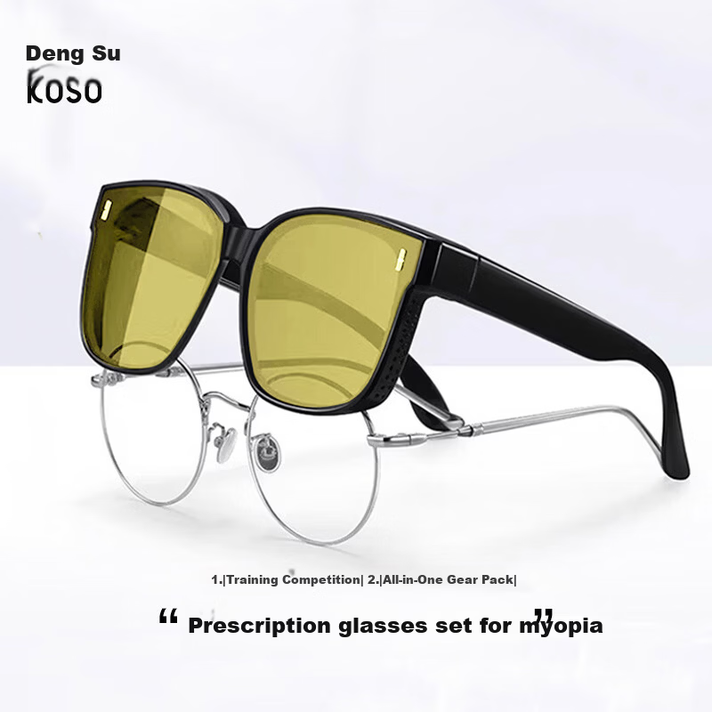 Kousu Polarized Clip-On Sunglasses for Prescription Glasses Unisex Driving UV Protection Trendy