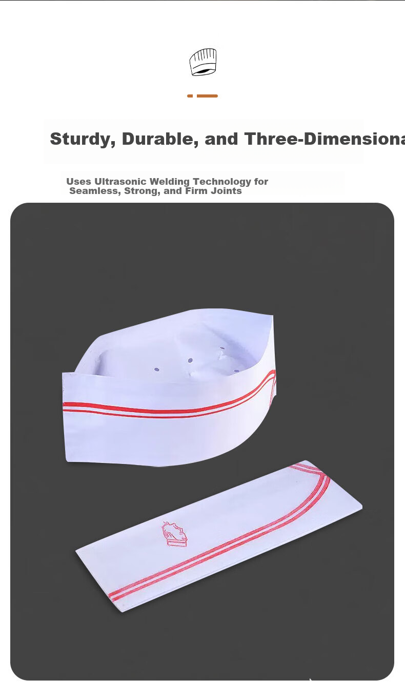 Mandelai Disposable Chef Hats Paper Kitchen Hotel Work Caps Short Chef Caps Boat Caps [40 pcs/pack] 6