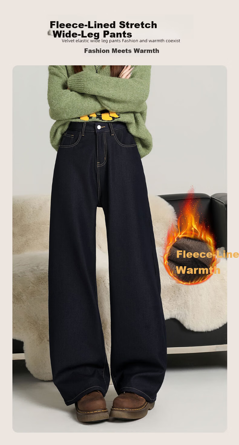 Langsha Women's Wide-Leg Jeans 2026 Spring Autumn High Waist Slim Loose Draped Raw Denim Blue Straight Pants 1
