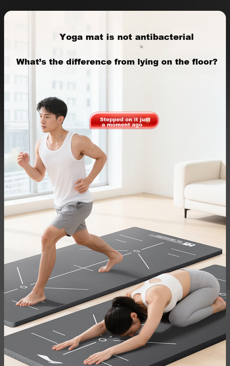LI-NING Yoga Mat Unisex Fitness Antibacterial Thickened Non-Slip Home Exercise Mat Jump Rope Soundproof Shock Absorption Sit-Up Mat 3