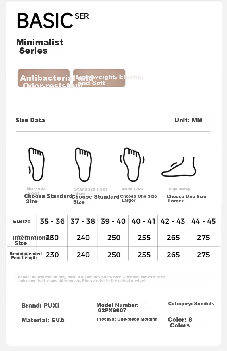 Puxishanai Unisex Summer Slippers Navy Blue Size 40-41 3
