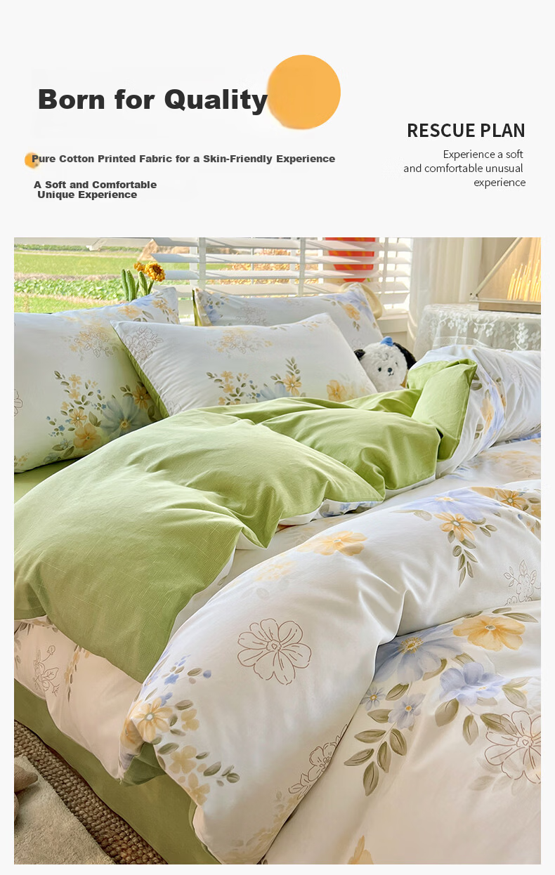 Grace Class A 100% Pure Cotton Duvet Cover, Single Piece, 7A Antibacterial All-Cotton Student Quilt Cover, Double Bed Comforter, Qinghe, 200*230cm 3