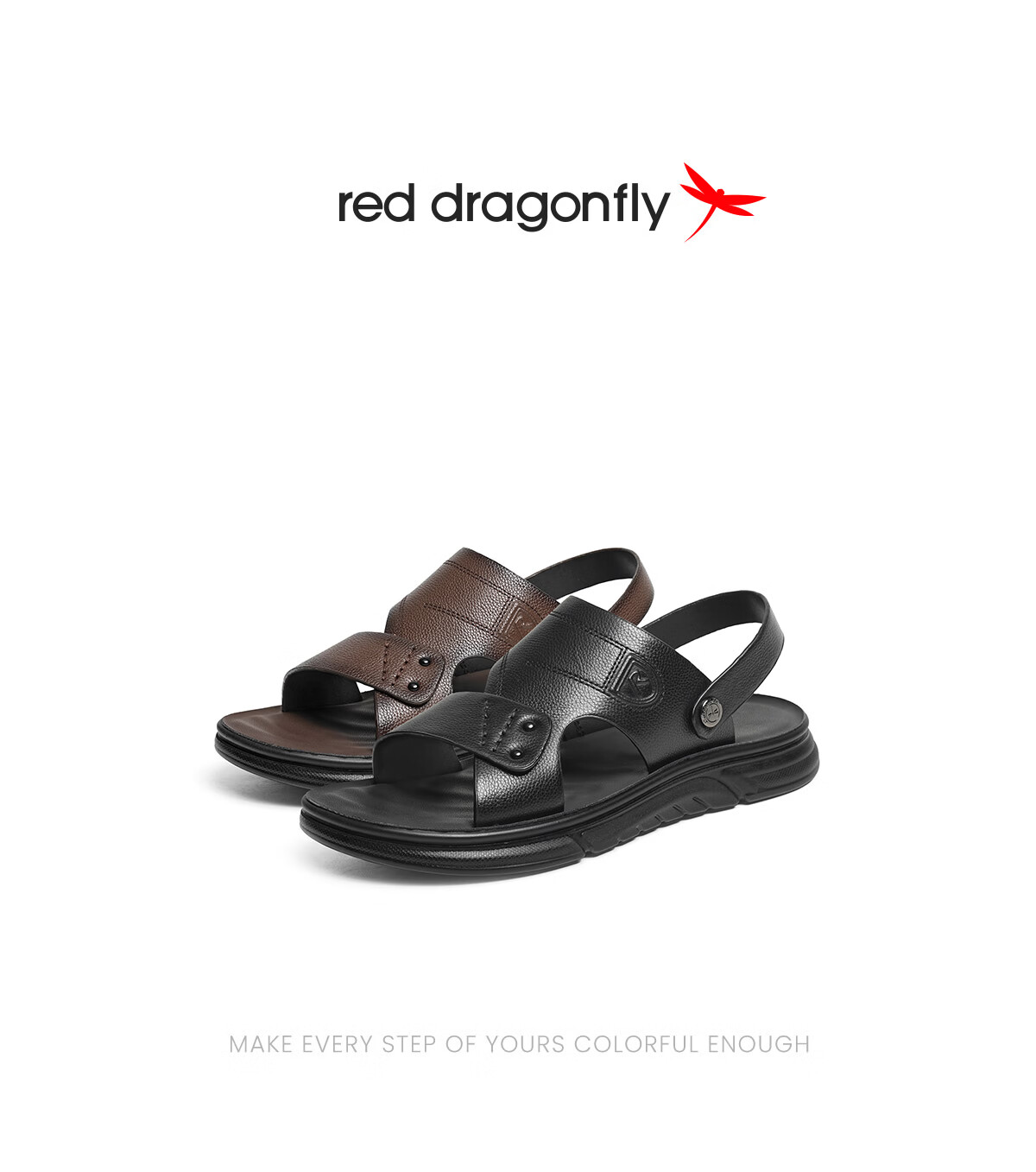 Red Dragonfly Beach Shoes 26 Summer Men's Slip-On Dual-Wear Leather Dad Sandals WTT26129 Black Size 40 1