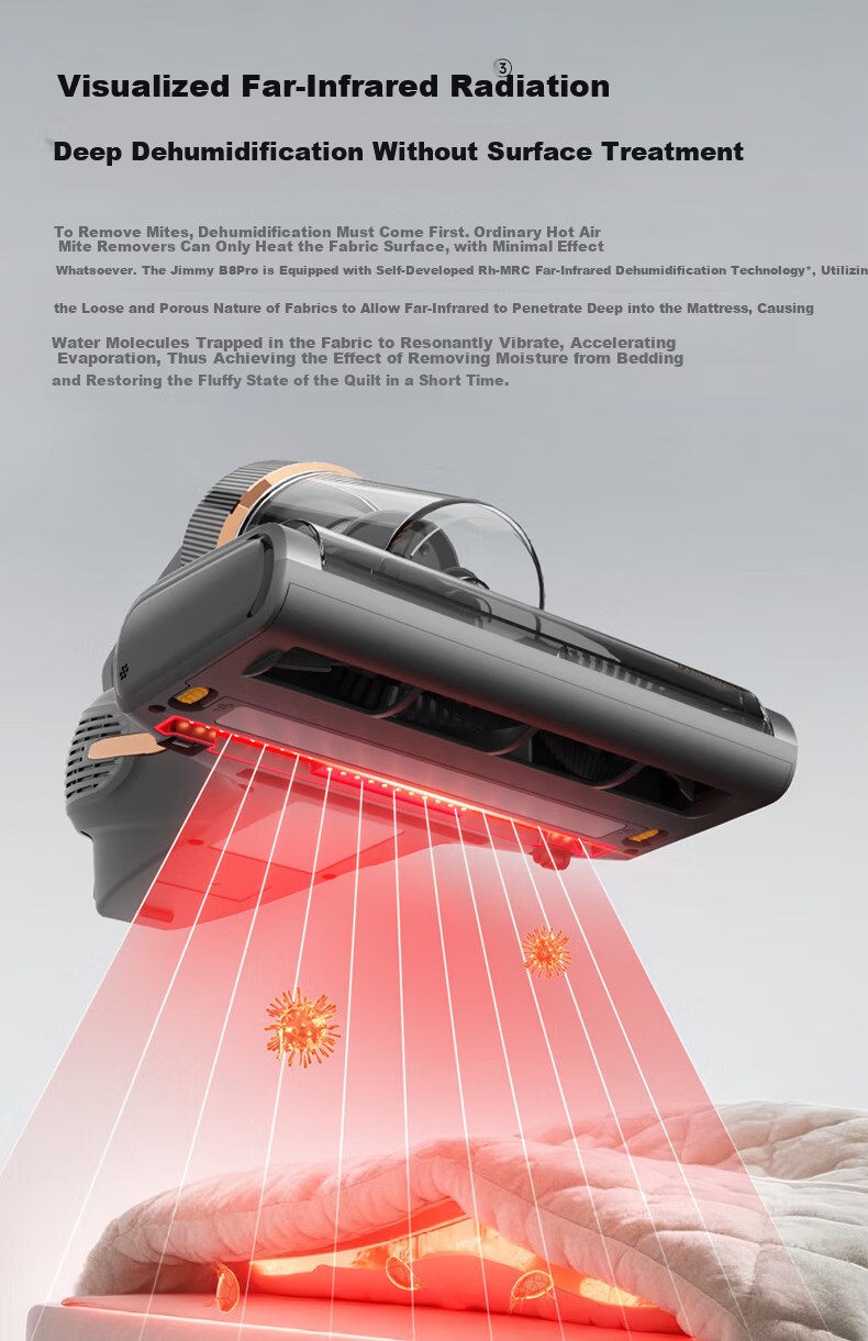 Lecgimi New B8pro Mite Removal Vacuum Cleaner High Suction Infrared Bed High-Temperature Sterilization Home Graphene Deep Dehumidification and Mite Removal Machine B802 14