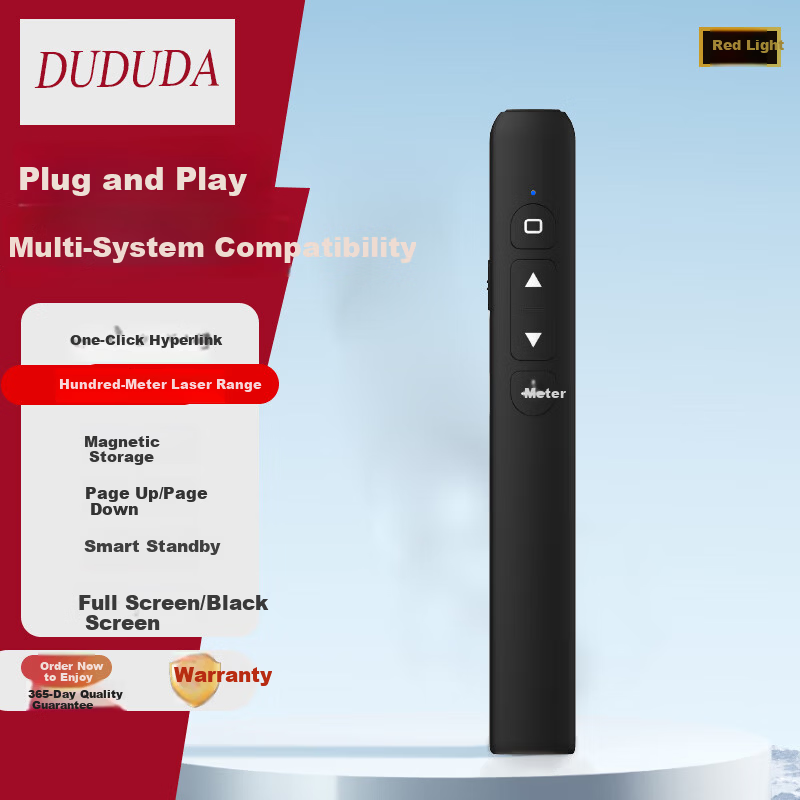 DUDUDA Black Flip Pen PPT Laser Remote Control Multifunctional Teaching Presentation Slide Projector Infrared Remote Multimedia Seewo Presenter