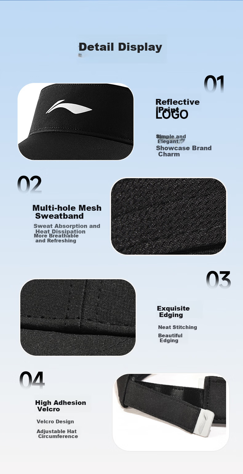 LI-NING Open-Top Sun Hat Unisex Sunshade Cap Running Sports Sun Protection Quick-Dry Outdoor Marathon Tennis Cap 14