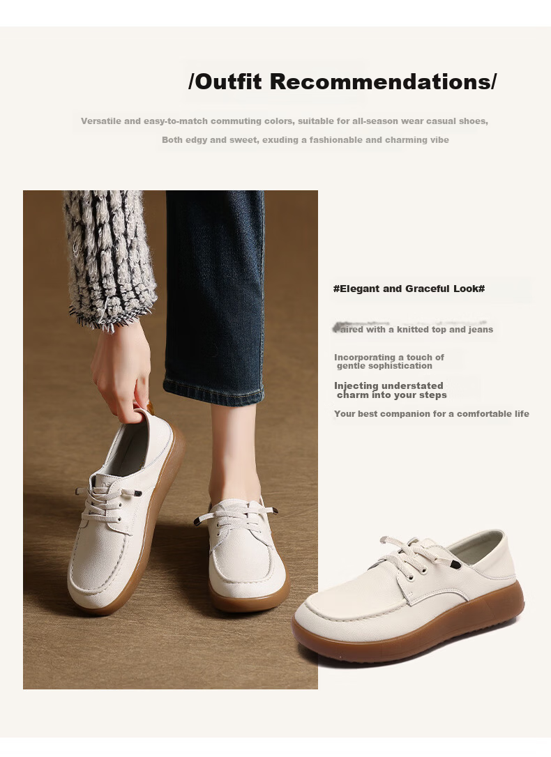 MULINSEN Women's Leather Shoes, Spring And Summer Casual White Sneakers, Flat Loafers, Slip-On Soft-Soled Mom Shoes, Black, Size 38 1