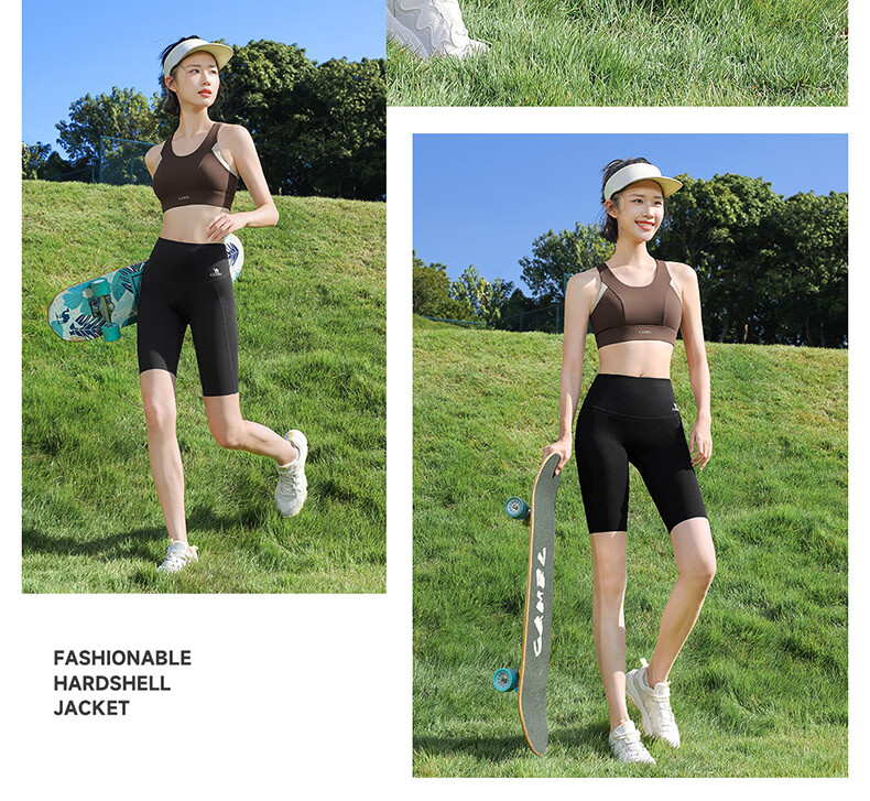 CAMEL Original Yarn Sun Protection Yoga Shorts Women Ice Cooling Breathable Sports Biker Shorts Y26BY1L7024A Rock Mist Gray M 24