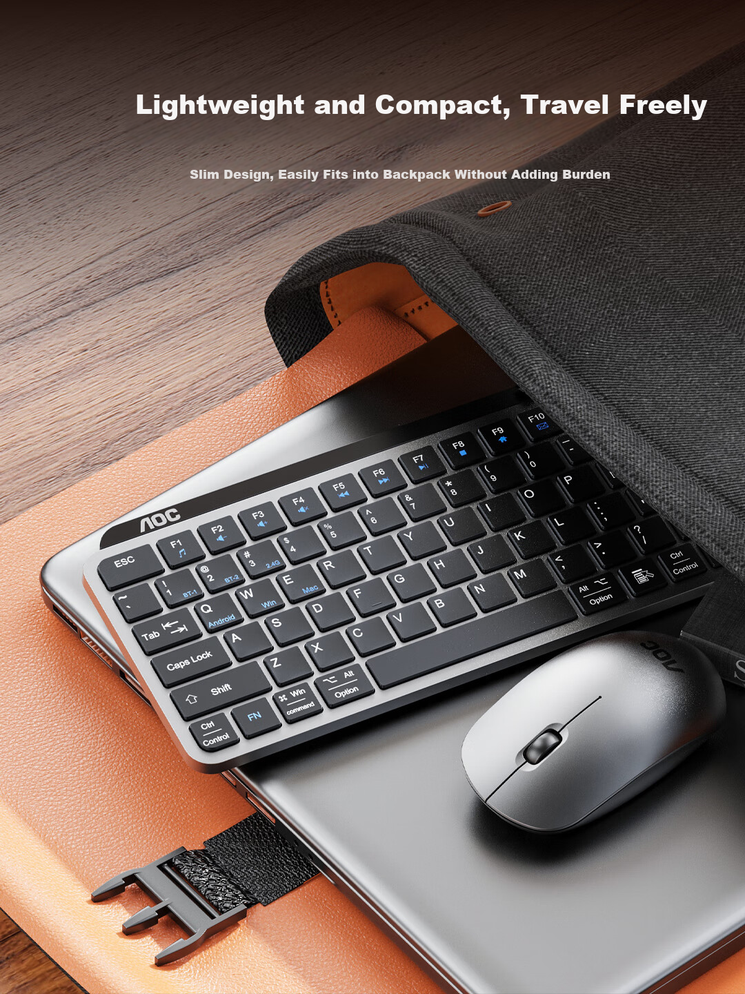 AOC KM600 Wireless Bluetooth Keyboard And Mouse Combo, Dual-Mode Rechargeable Keyboard And Mouse, Scissor Foot Structure, Splash-Resistant, Compatible with Laptops, Black 5