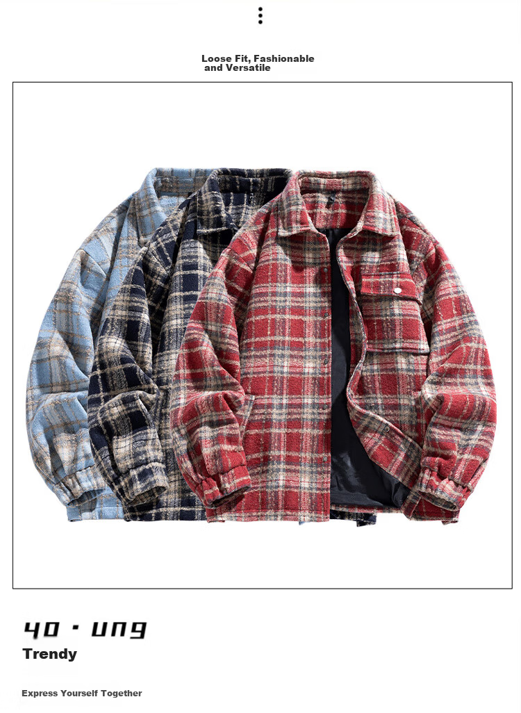 NASA GISS Men's Jacket Spring Autumn Winter Korean Style Trendy Loose Versatile Couple Lapel Coat Black XL 2