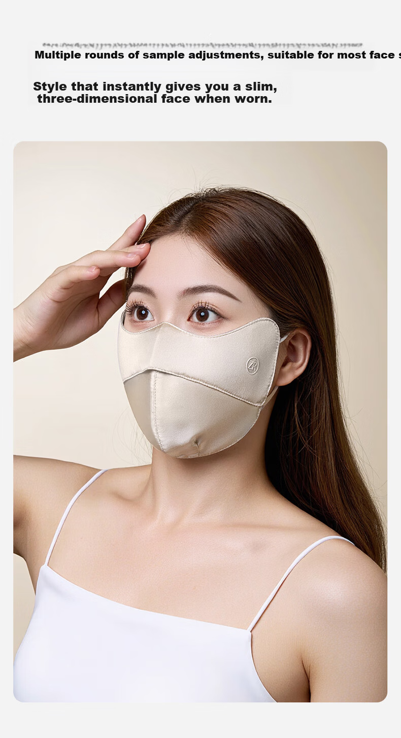 Zhur Pure Silk Mask Mulberry Silk 3D Breathable Women's Sun Protection Mask Summer UV Protection Stylish Mask 11