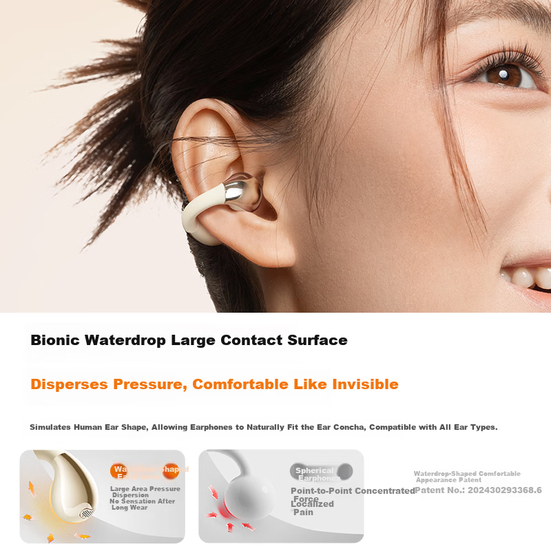 Linklike Ergonomic Certified Bluetooth Ear Clip-On Earphones 2026 Latest Model for Women Comfortable Long Wear Running