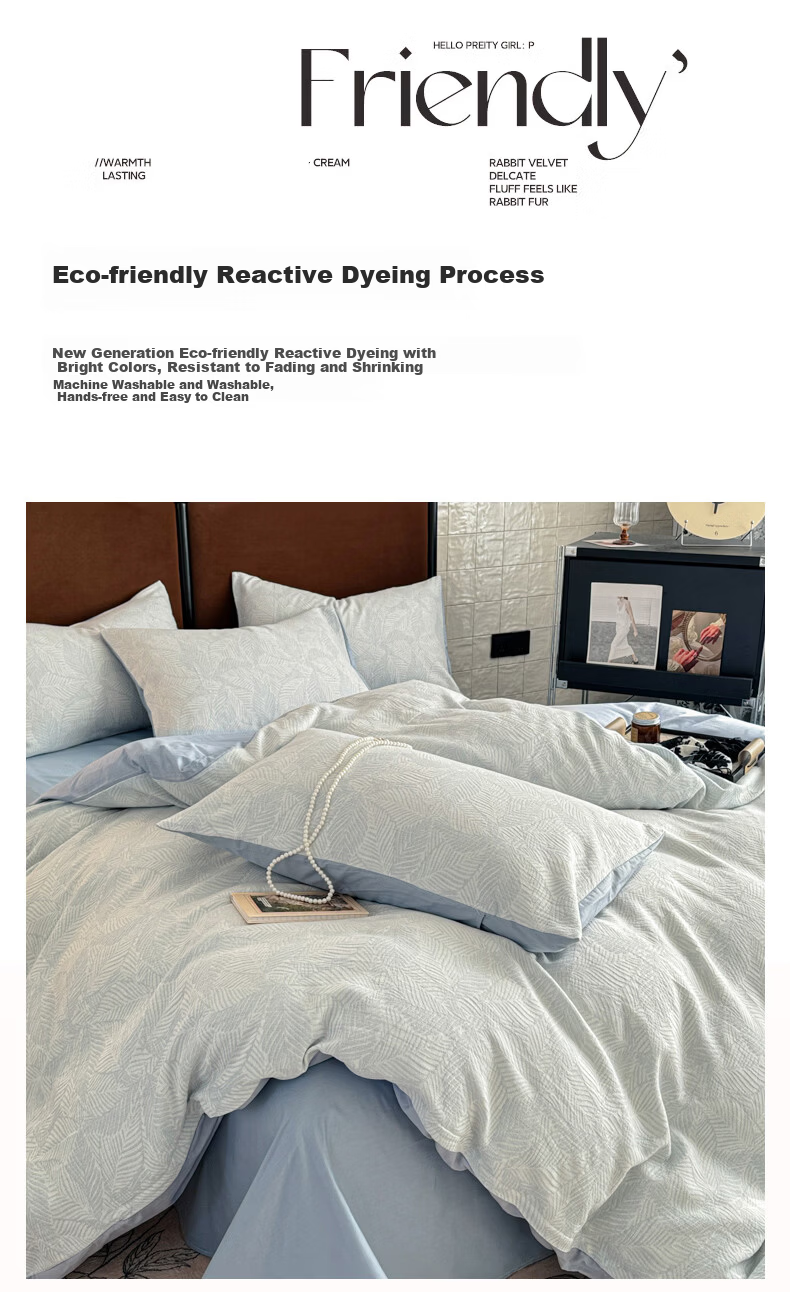 MUJI 100% Cotton Bedding Set 4-Piece Bed Linen Cotton Sheet Duvet Cover 200x230cm for 1.5/1.8m Bed 14