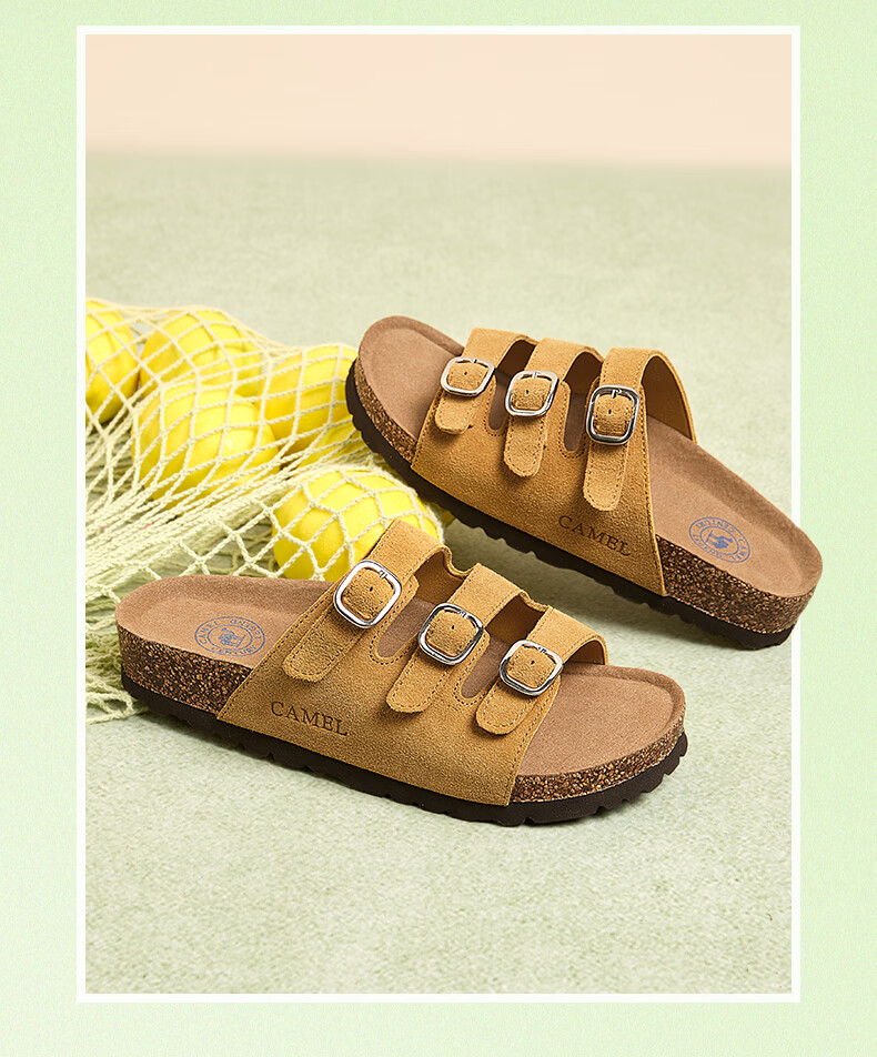 CAMEL Birkenstock Style Women's Casual Thick Sole Platform Sandals L26M700065 Brown Size 38 14