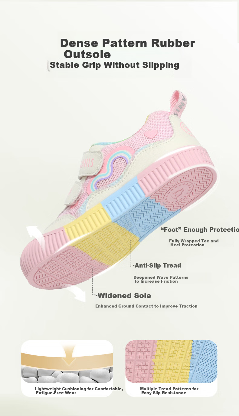 TARANIS Children's Shoes, Kindergarten Indoor Shoes, Boys And Girls Casual Sneakers, Non-Slip Soft Children's Shoes, Pink/white, Size 28 3
