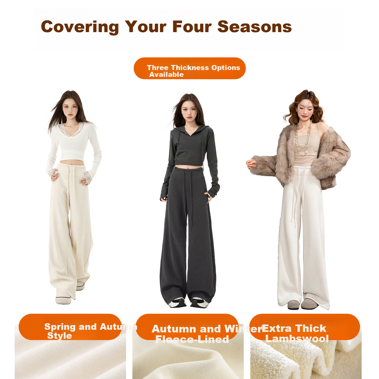 MiiOW American-Style Sports Pants for Women, 2026 New Spring And Summer High-Waist Straight-Leg Loose Casual Sweatpants Wide-Leg Trousers 2