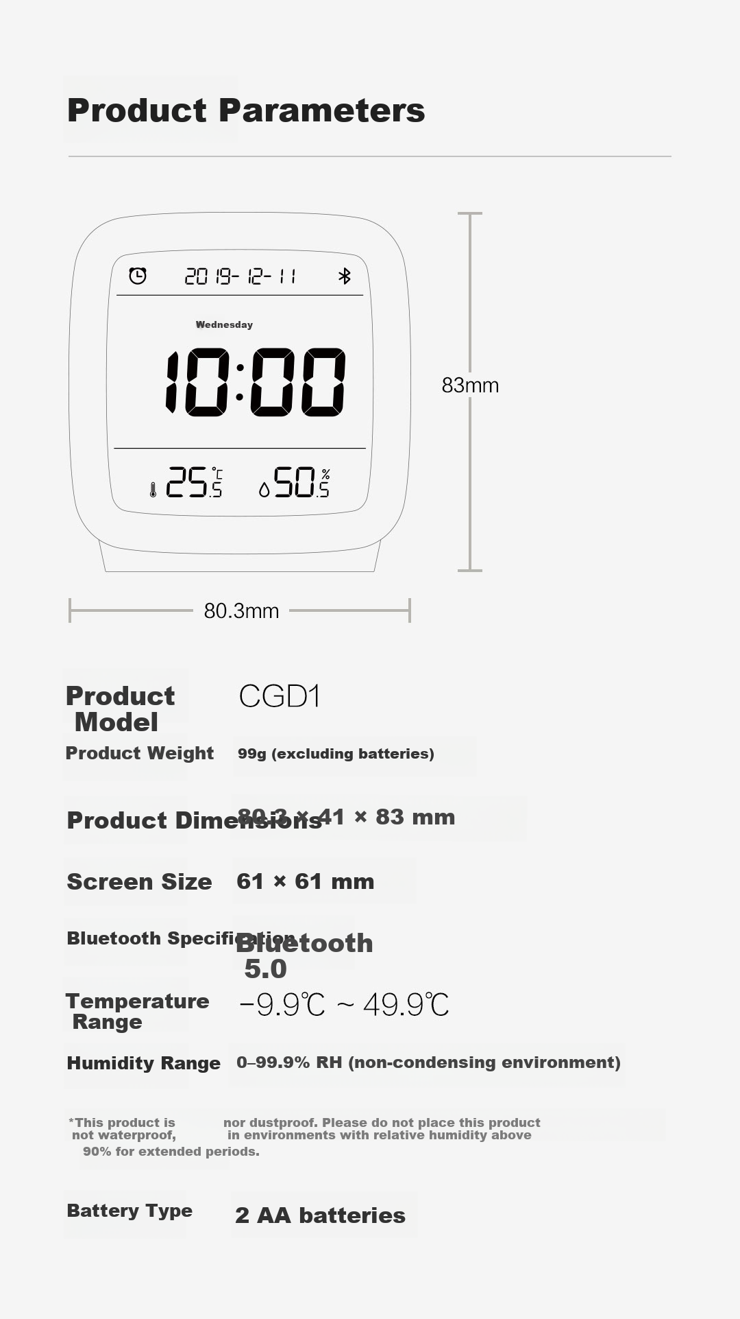 Qingping Bluetooth Smart Alarm Clock Temperature and Humidity Monitor Clock Alarm Clock JD Self-operated Student Alarm Clock Smart Alarm Clock Beige Back to School Season 14