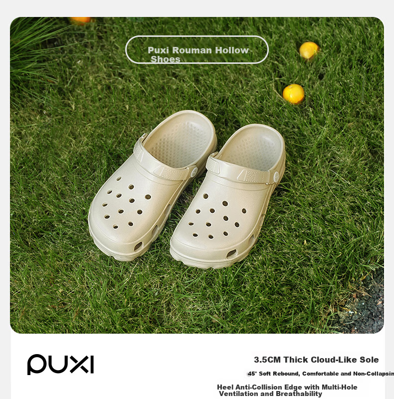 Puxirouman Soft Sole Hollow Out Shoes Women Outdoor Comfort 2026 Summer Beach Shoes EVA Non-Slip Closed Toe Slippers Men 1