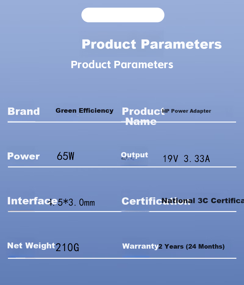 Green Effect Compatible HP Laptop Charger 65W 19V 3.33A Universal for HP Zhan 66 Pavilion 15 M4 Envy 14 PRO450C 553U 4.5*3.0mm 4