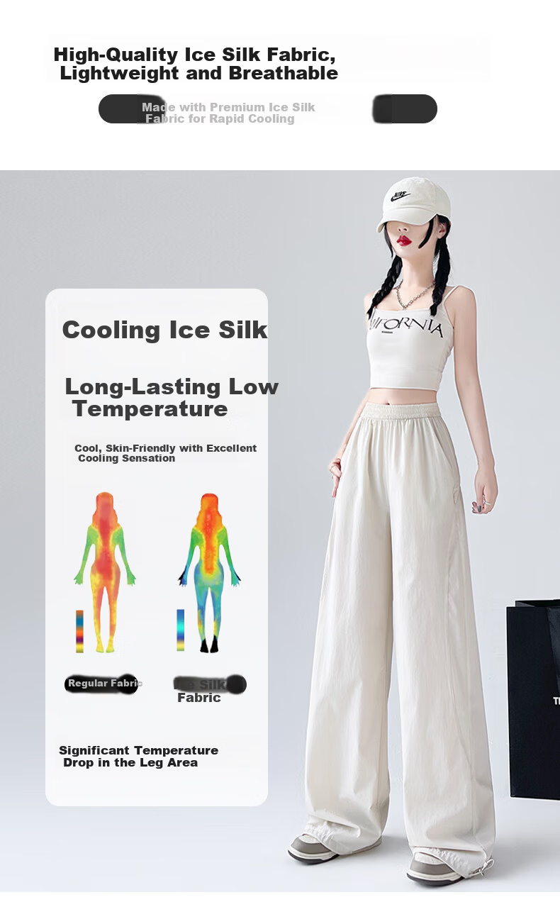 La Chapelle Women's Cargo Pants 2026 New Spring Summer Paratrooper Lightweight Ice Silk Quick-Dry Wide-Leg Drawstring Sports Trousers 12