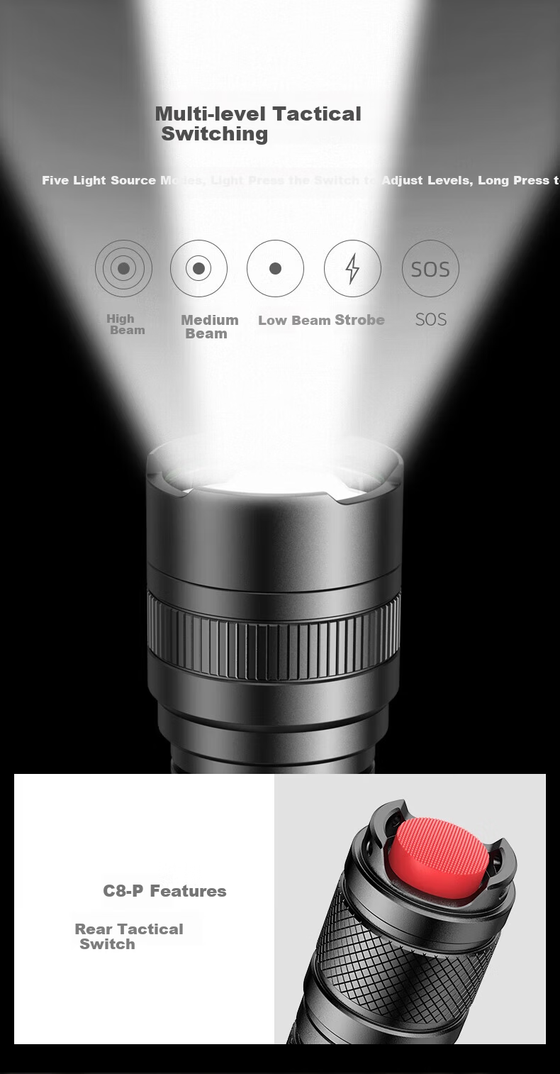 SupFire / Superfire C8 Series High-Power Flashlight; C8-P 5