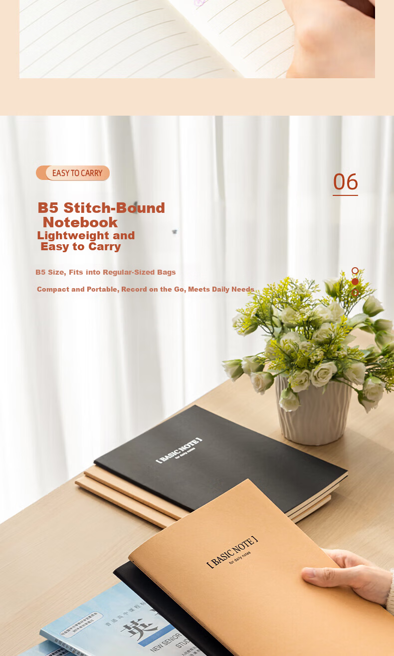 Deli 6 B5/40 Sheets Kraft Paper Stitched Soft Notebook/Office Journal/Diary Stationery Notebook Student Notebook P033459 11