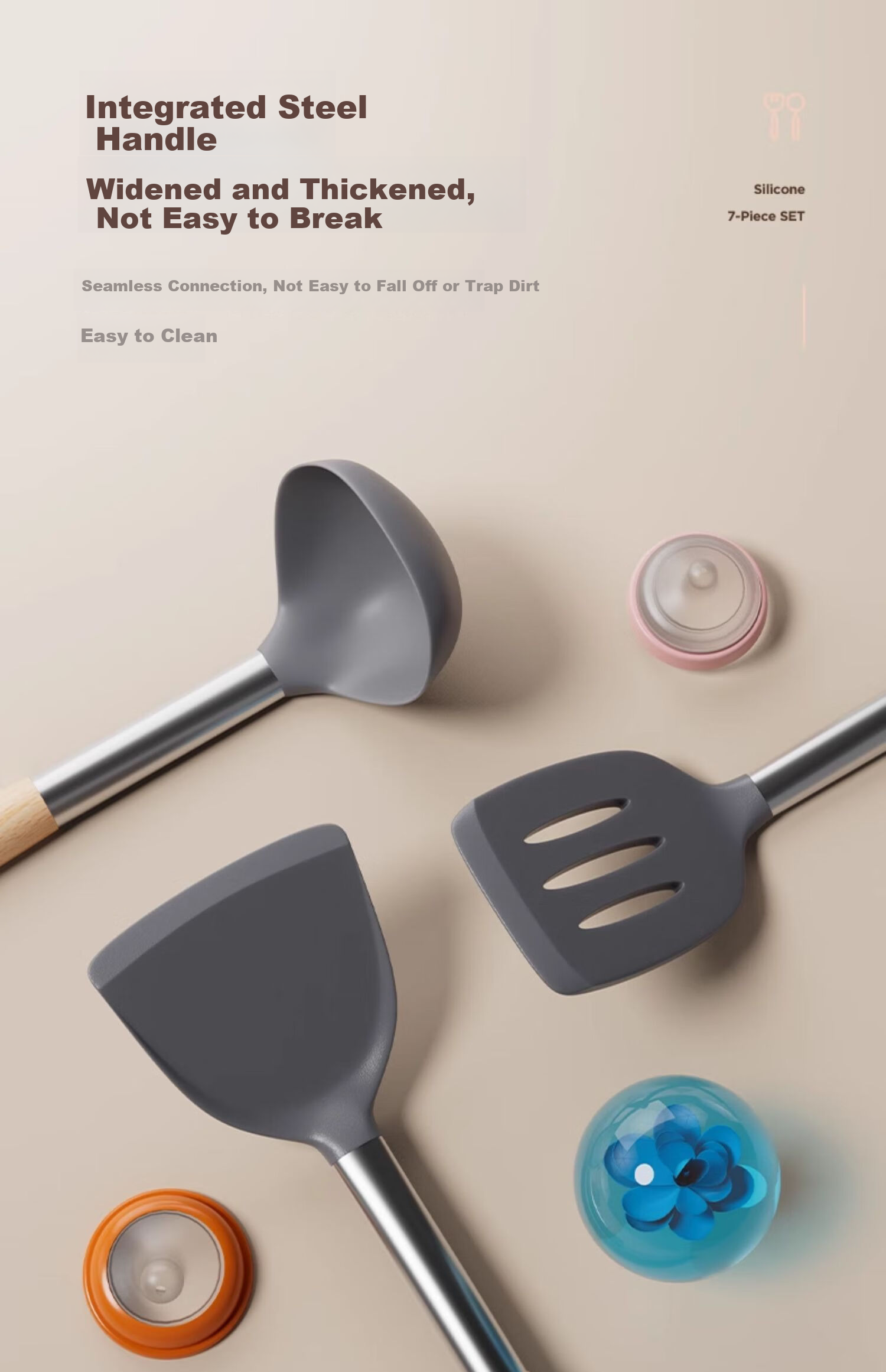 ASD Silicone Spatula Set Non-Stick Frying Pan Cooking Utensils High Temperature Resistant Household Cooking Spoon and Turner 12