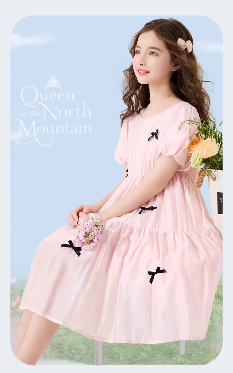 Disney Girls Summer Dress New Children's Princess Dress Large Kids Stylish Tencel Chiffon Dress EQ020 Pink 170 9