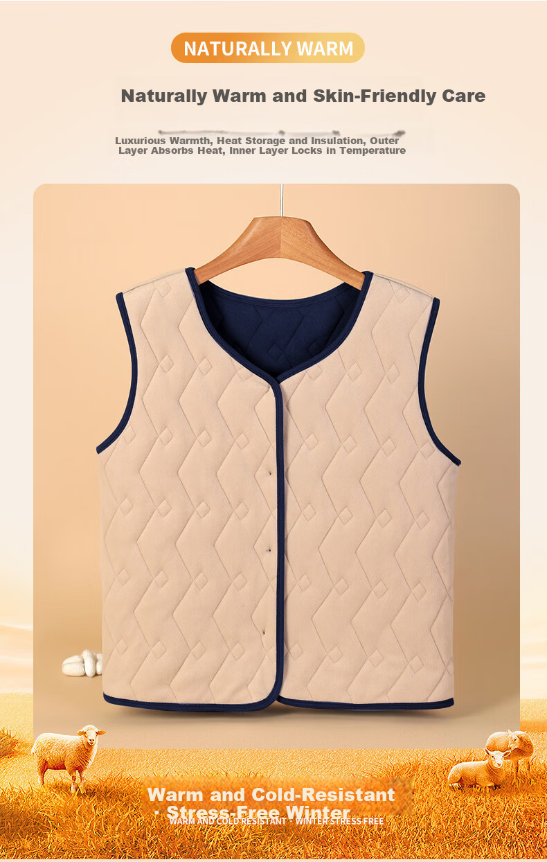 Langsha 100% Wool Thermal Vest for Men 2026 New Autumn Winter Antibacterial Fleece Thickened Inner Wear Vest for Middle-aged and Elderly 6