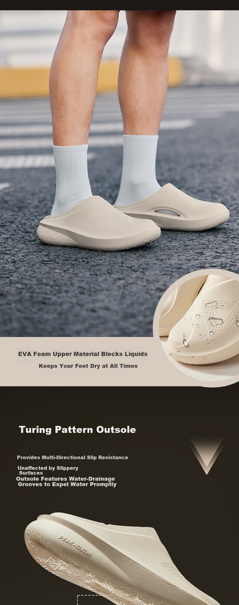 PEAK Taiji Xian Bean Men's Soft Sole Non-Slip Closed-Toe Outdoor Breathable Casual Slippers ET262511L 3