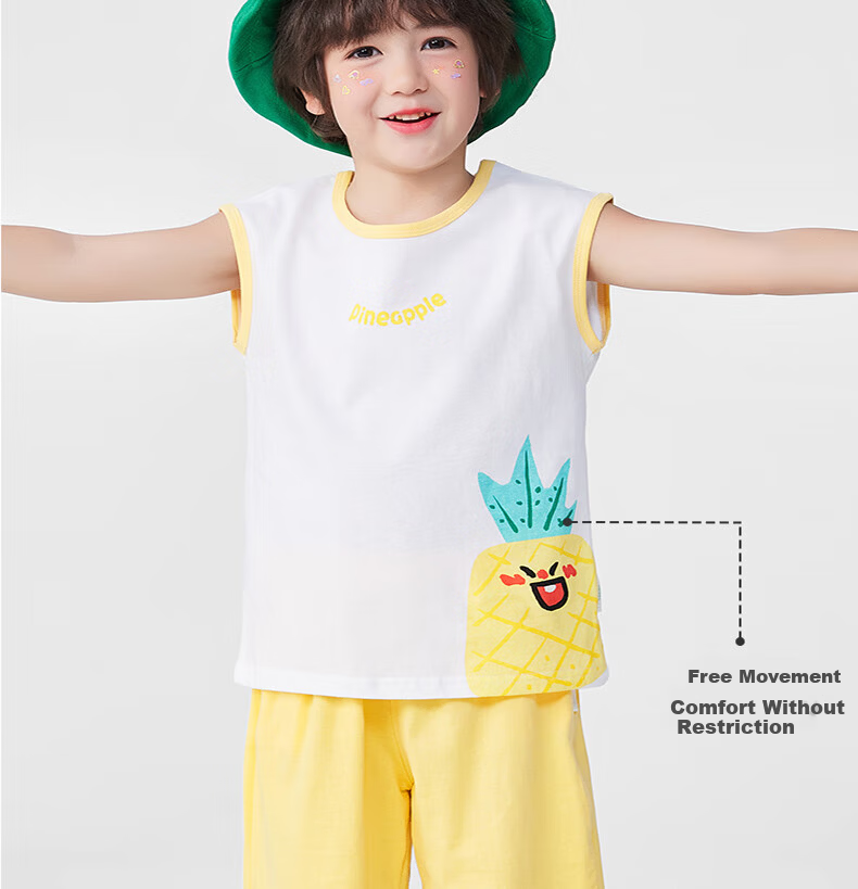 Minimumuwu Children's Vest Set Summer Sleeveless T-Shirt Set for Boys And Girls, Cool And Breathable, Heihehu, Size 100 8