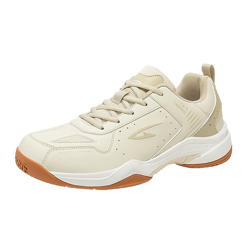 DEERWAY Badminton Shoes Youth Adult Universal Casual Soft Sole Non-Slip Sports Leisure Shoes Light Khaki Size 41