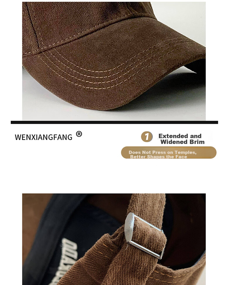 Ning'an Men's Baseball Cap Large Head Circumference Duckbill Hat New Wide Brim Enlarged Deepened Sunshade Sunscreen Hat for Women 6