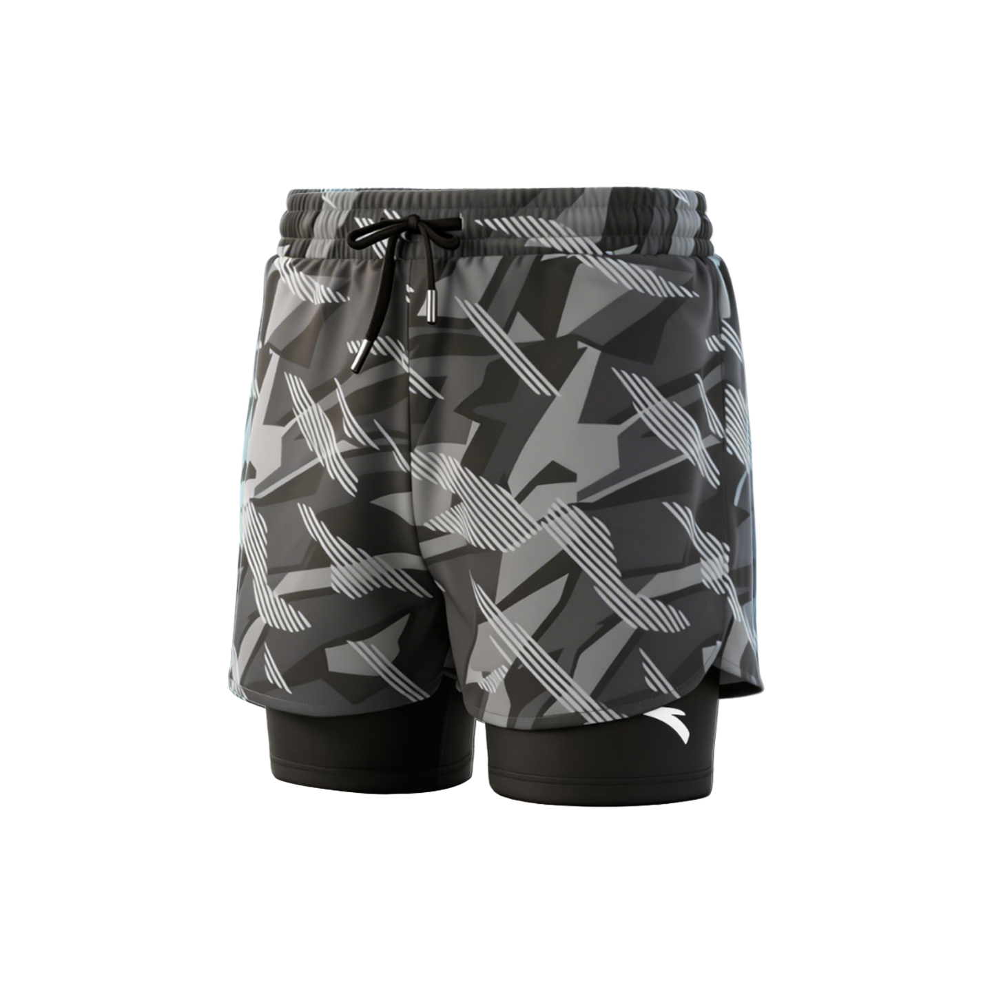 ANTA Men's Quick-Dry Loose-Fit Five-Point Swim Trunks Dual-Layer Beach and Hot Spring Shorts Gray XL