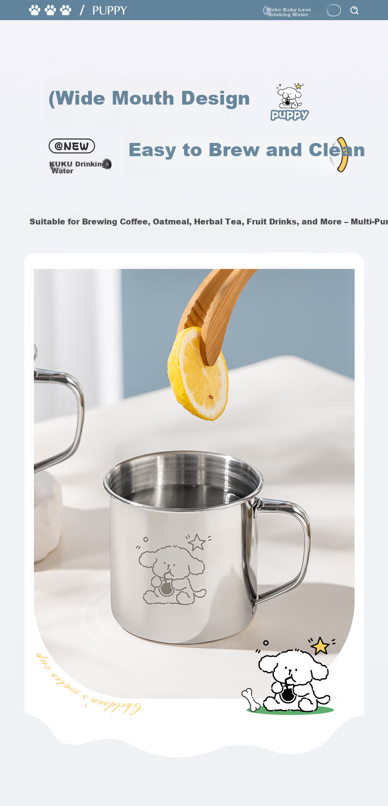 CAIZHI 304 Stainless Steel Kids Water Cup Kindergarten Children's Mug Coffee Milk Cup CZ6271 13