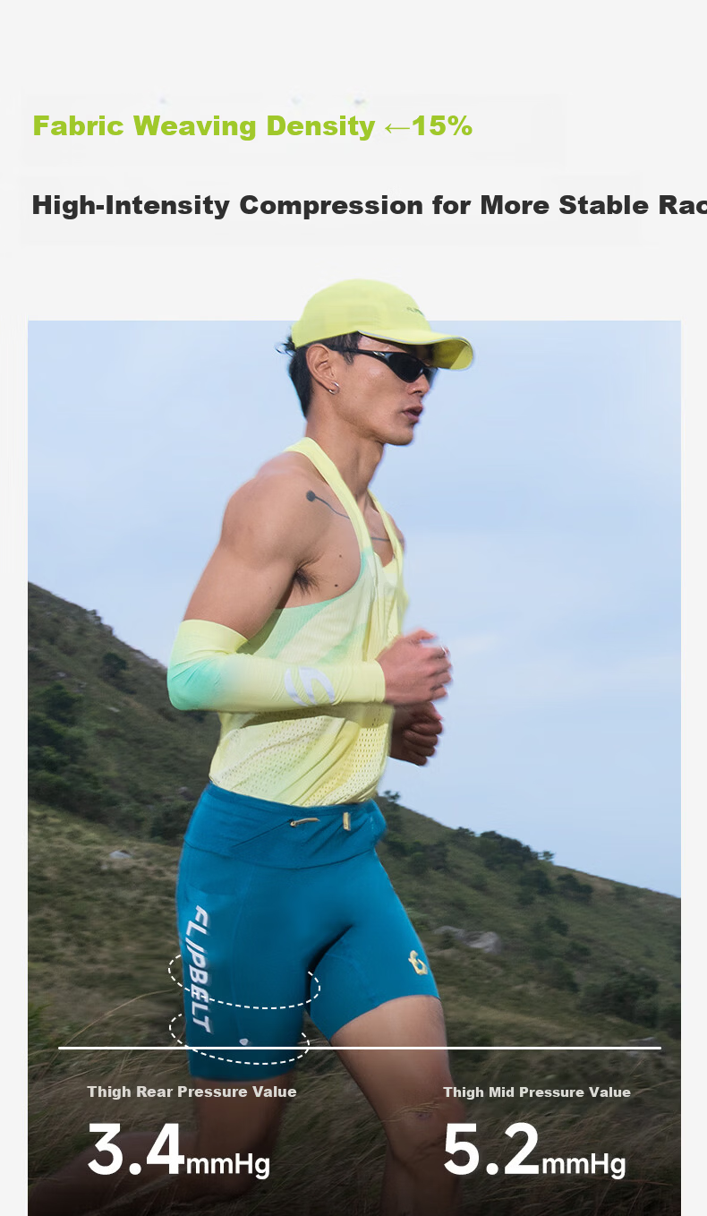 Feibit Kangaroo Pants 4.0 Men's Compression Running Tights Breathable Moisture-Wicking Marathon Lake Blue M 13